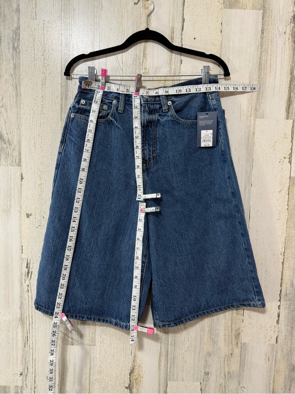Universal Thread High Rise Long Dark Blue Denim Shorts - Picture 4 of 14